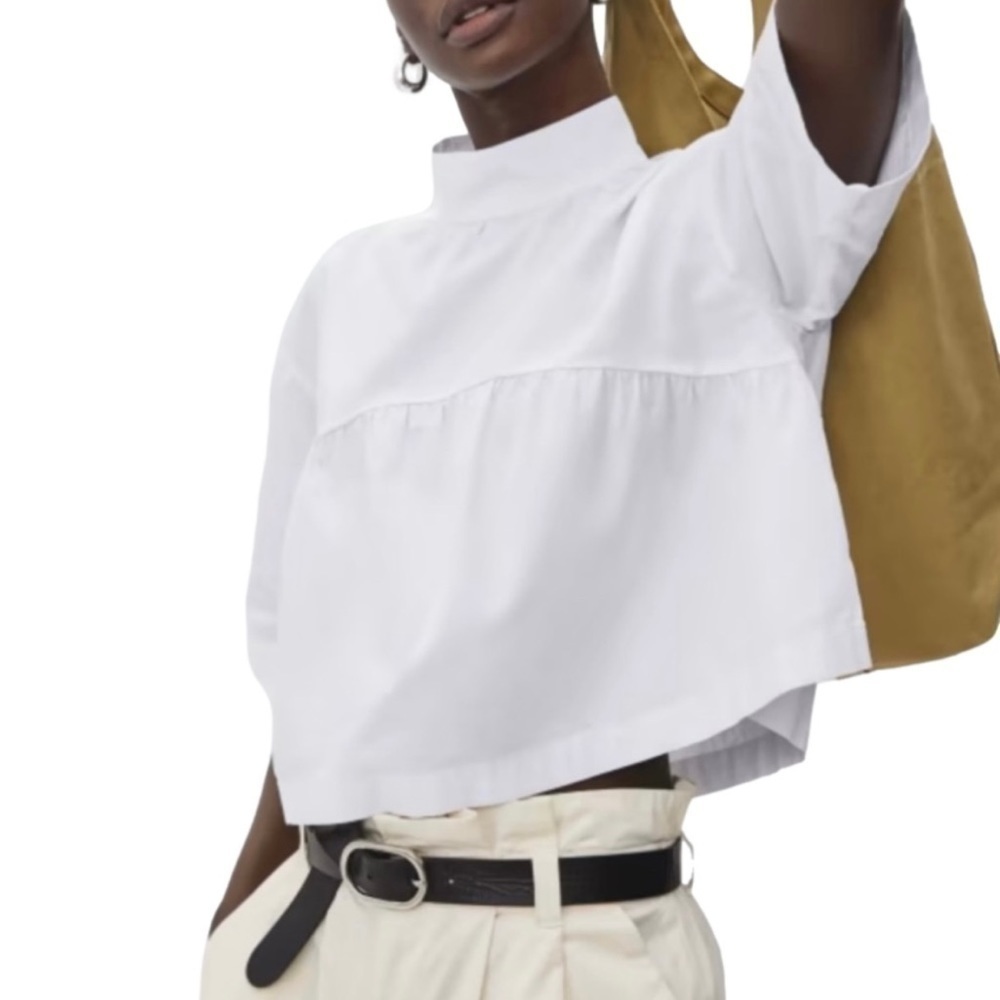 Everlane The Tiered Mockneck White Top Small